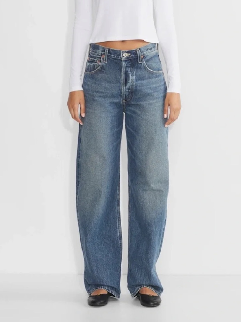 Citizens of Humanity Ayla barrel wide leg jeans in Brielle medium dark wash blue